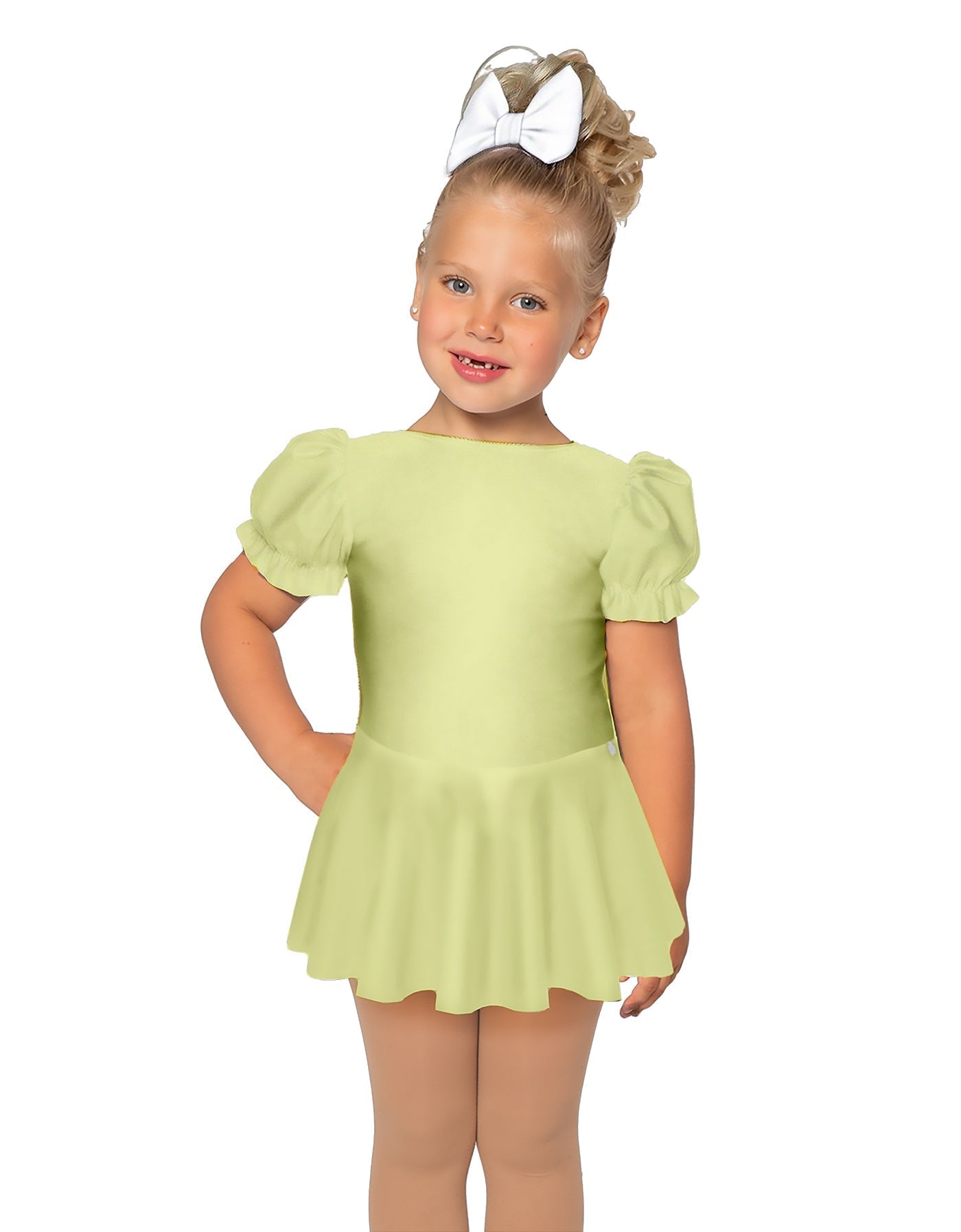 Solid Lycra Puff Sleeve Dress