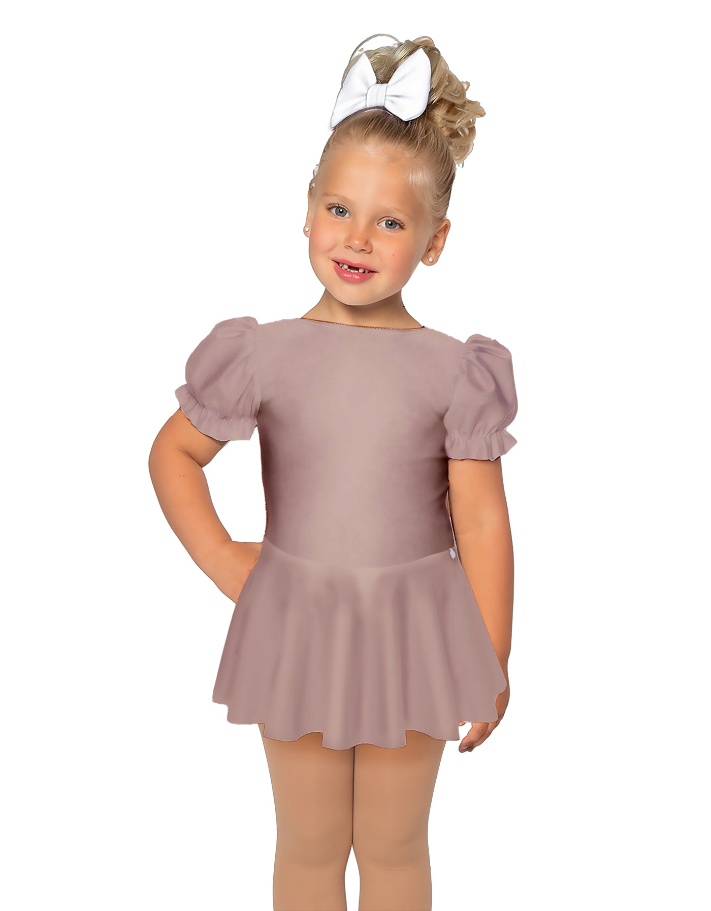 Solid Lycra Puff Sleeve Dress
