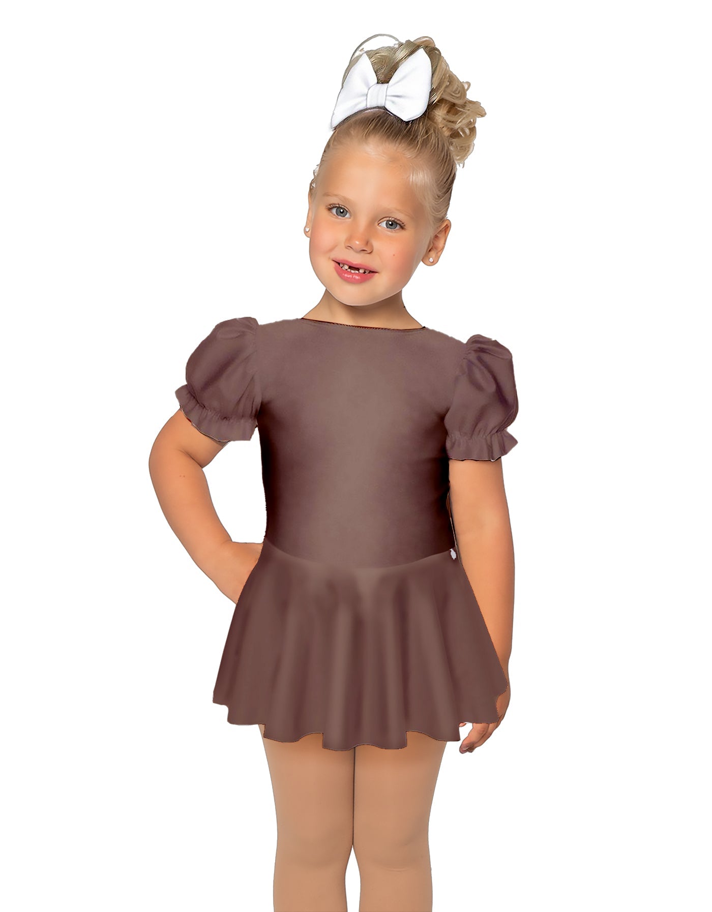 Solid Lycra Puff Sleeve Dress