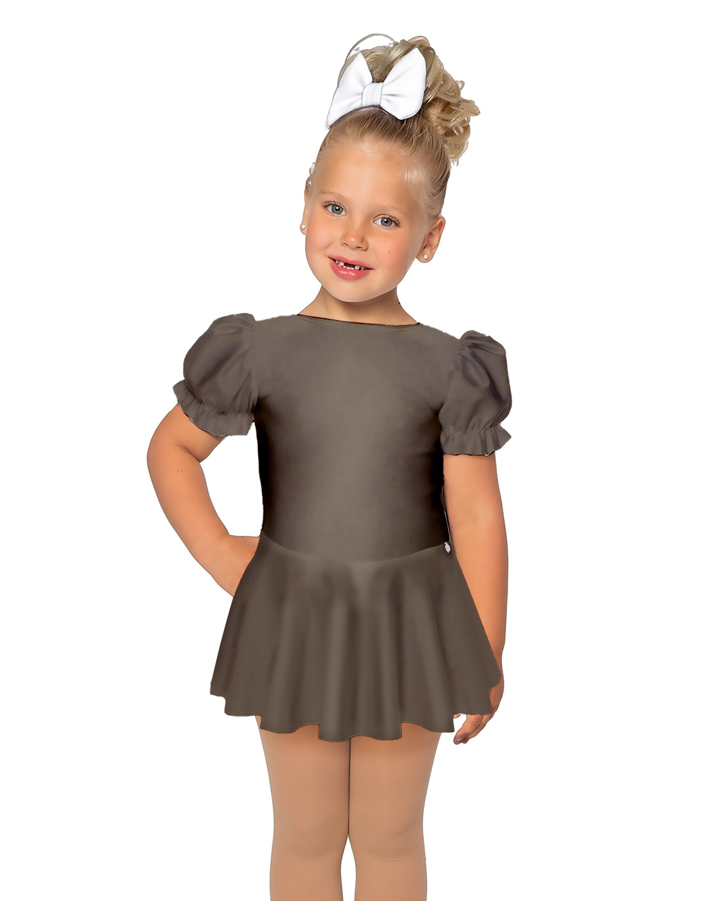 Solid Lycra Puff Sleeve Dress