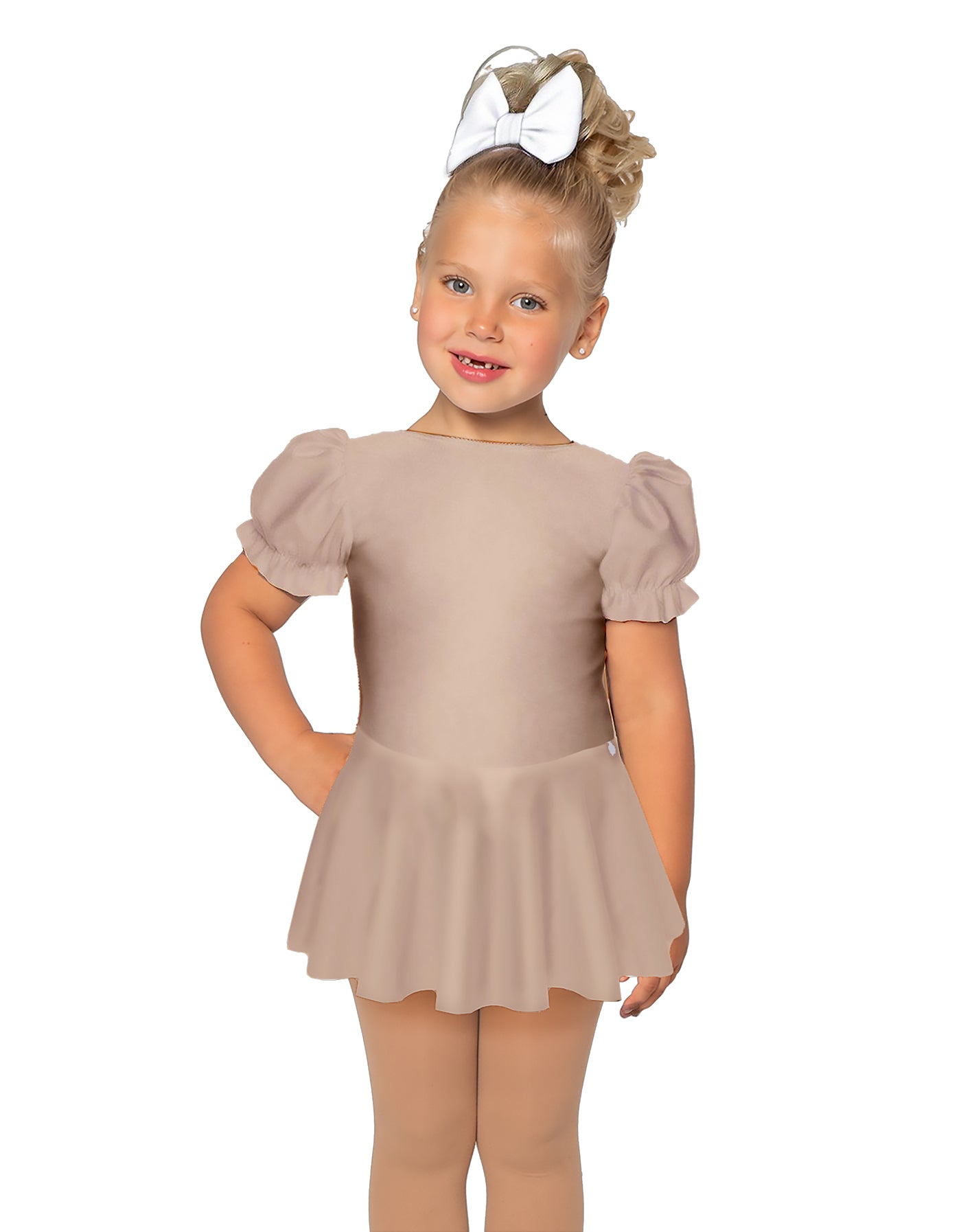 Solid Lycra Puff Sleeve Dress