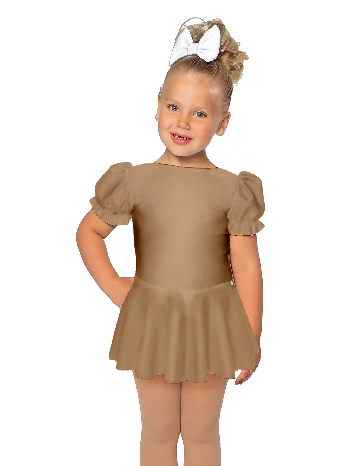 Solid Lycra Puff Sleeve Dress