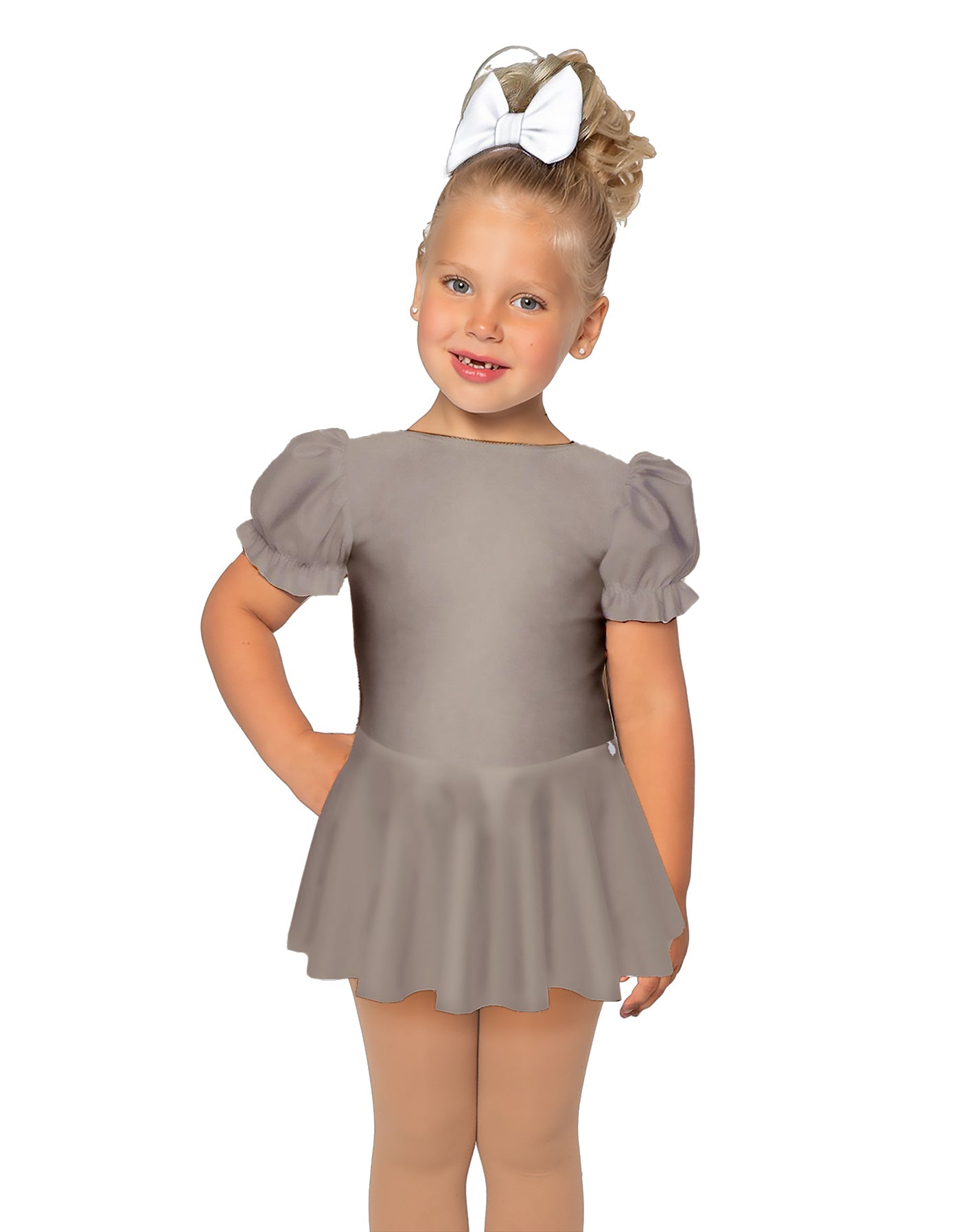 Solid Lycra Puff Sleeve Dress