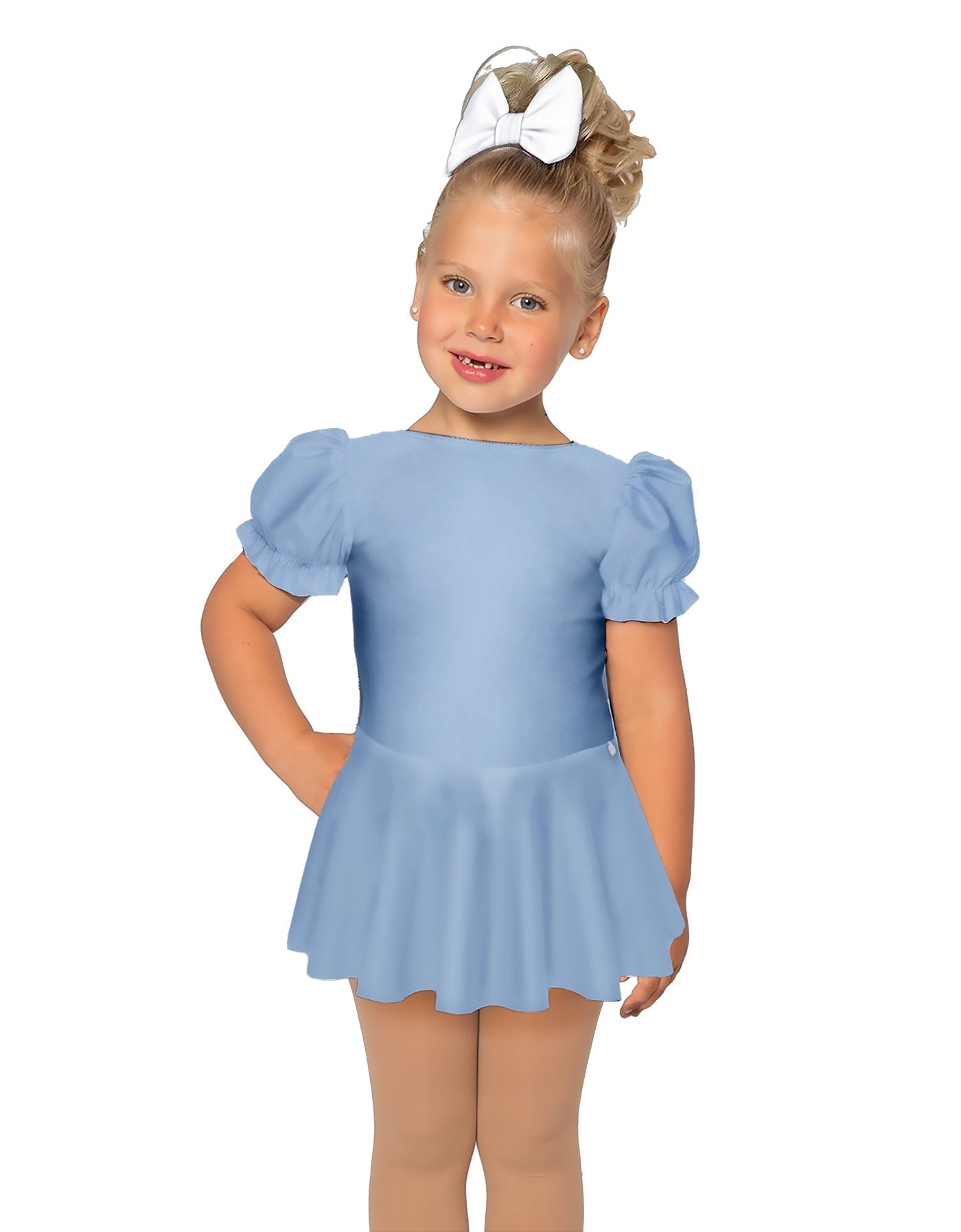 Solid Lycra Puff Sleeve Dress