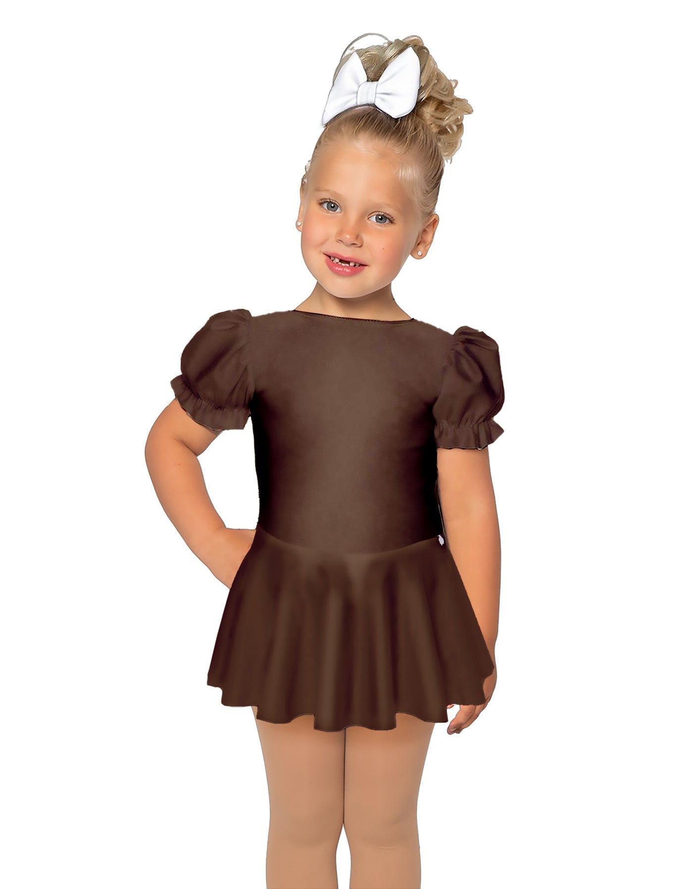 Solid Lycra Puff Sleeve Dress