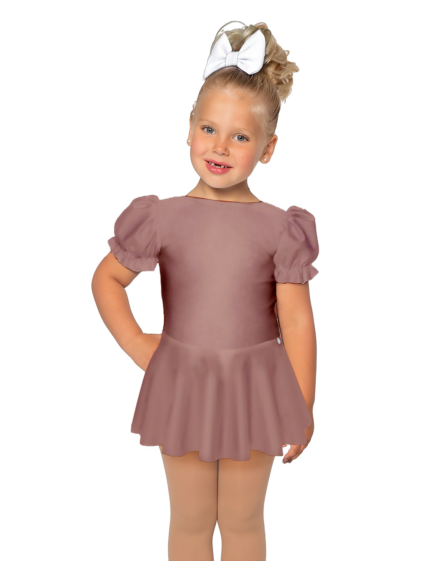 Solid Lycra Puff Sleeve Dress