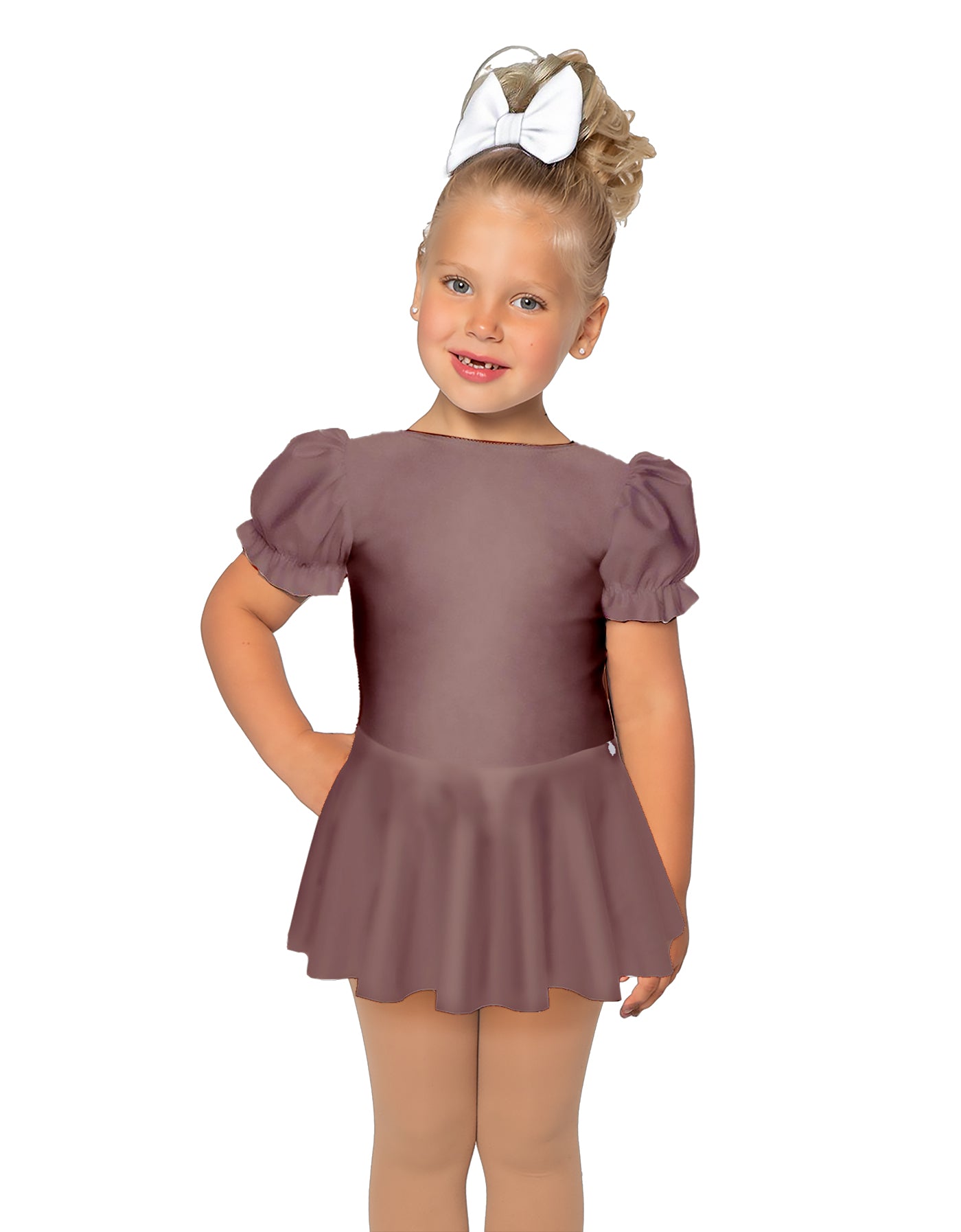 Solid Lycra Puff Sleeve Dress