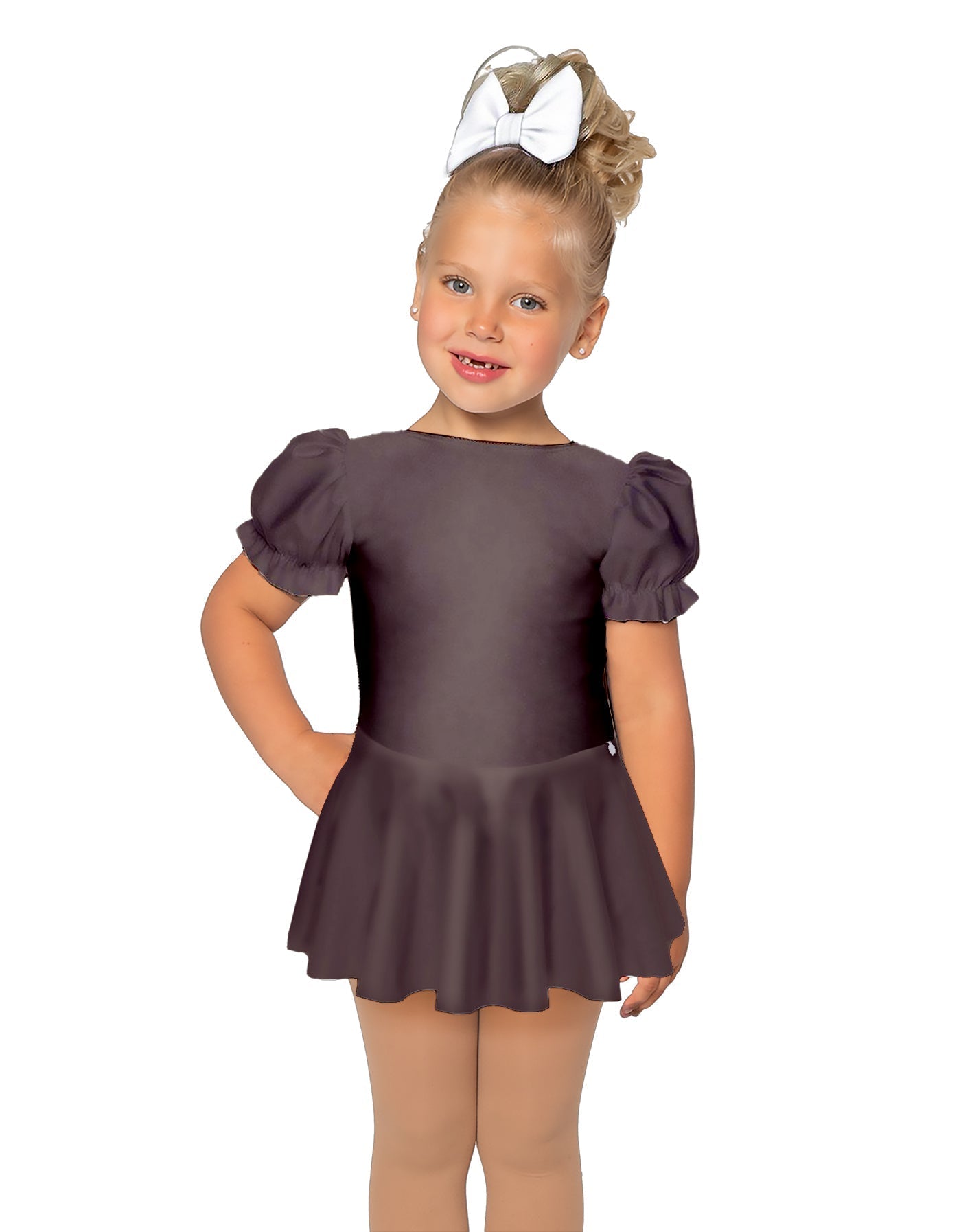Solid Lycra Puff Sleeve Dress