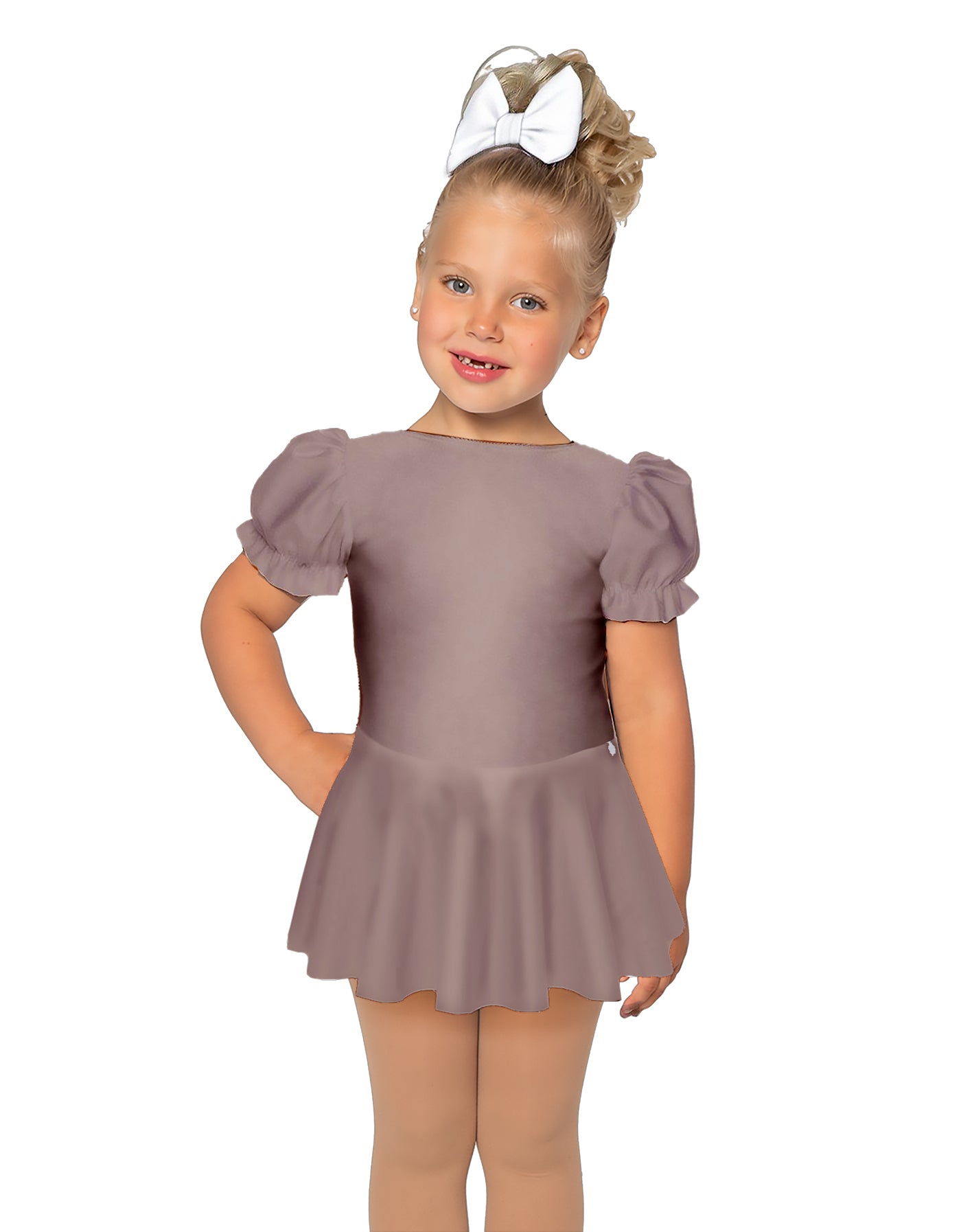 Solid Lycra Puff Sleeve Dress