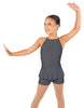 Solid Lycra Halter Binding Biketard w Peplum