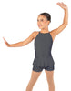 Solid Lycra Halter Binding Biketard w Peplum