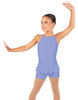 Solid Lycra Halter Binding Biketard w Peplum