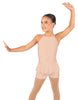 Solid Lycra Halter Binding Biketard w Peplum