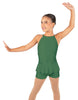 Solid Lycra Halter Binding Biketard w Peplum