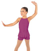 Solid Lycra Halter Binding Biketard w Peplum