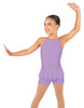 Solid Lycra Halter Binding Biketard w Peplum