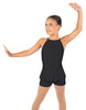 Solid Lycra Halter Binding Biketard w Peplum