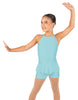 Solid Lycra Halter Binding Biketard w Peplum