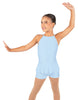 Solid Lycra Halter Binding Biketard w Peplum