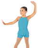 Solid Lycra Halter Binding Biketard w Peplum