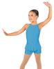 Solid Lycra Halter Binding Biketard w Peplum