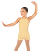 Solid Lycra Halter Binding Biketard w Peplum