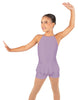 Solid Lycra Halter Binding Biketard w Peplum
