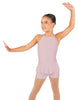 Solid Lycra Halter Binding Biketard w Peplum