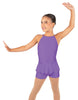 Solid Lycra Halter Binding Biketard w Peplum