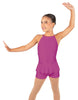 Solid Lycra Halter Binding Biketard w Peplum