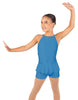 Solid Lycra Halter Binding Biketard w Peplum
