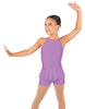 Solid Lycra Halter Binding Biketard w Peplum