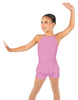 Solid Lycra Halter Binding Biketard w Peplum