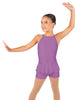 Solid Lycra Halter Binding Biketard w Peplum