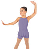 Solid Lycra Halter Binding Biketard w Peplum