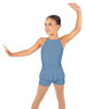 Solid Lycra Halter Binding Biketard w Peplum