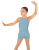 Solid Lycra Halter Binding Biketard w Peplum