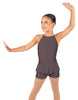Solid Lycra Halter Binding Biketard w Peplum