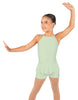 Solid Lycra Halter Binding Biketard w Peplum