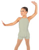 Solid Lycra Halter Binding Biketard w Peplum