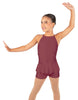 Solid Lycra Halter Binding Biketard w Peplum