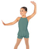 Solid Lycra Halter Binding Biketard w Peplum