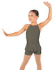 Solid Lycra Halter Binding Biketard w Peplum