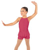Solid Lycra Halter Binding Biketard w Peplum