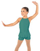Solid Lycra Halter Binding Biketard w Peplum