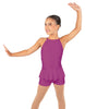 Solid Lycra Halter Binding Biketard w Peplum