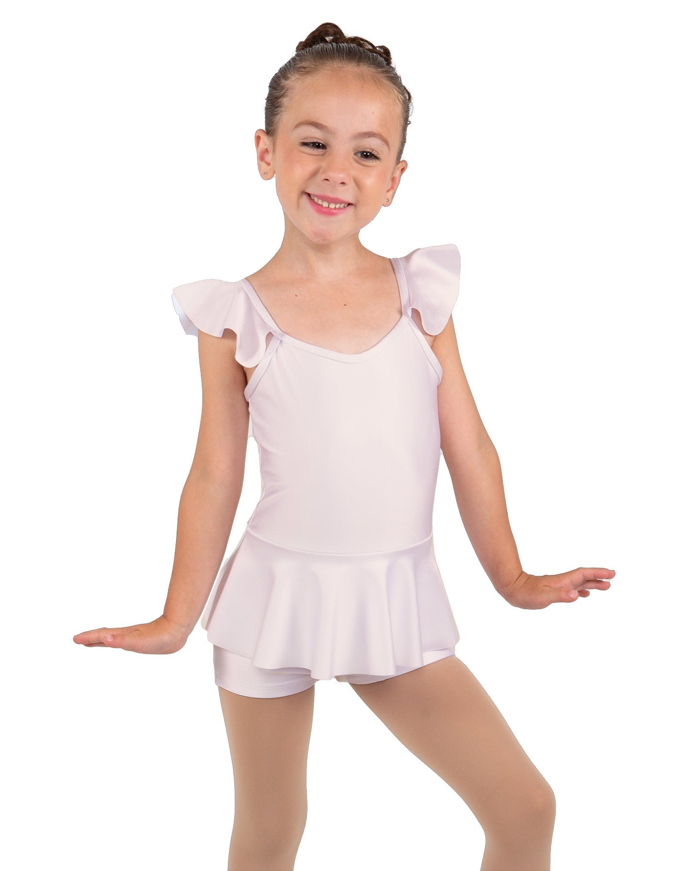 Solid Lycra Camisole Flutter Sleeve Biketard w Peplum