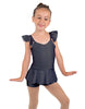 Solid Lycra Camisole Flutter Sleeve Biketard w Peplum