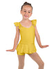 Solid Lycra Camisole Flutter Sleeve Biketard w Peplum