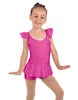 Solid Lycra Camisole Flutter Sleeve Biketard w Peplum